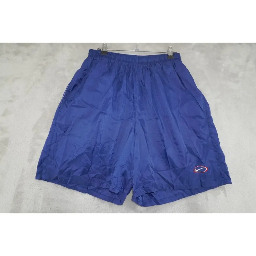 Vintage Nike Youth XL Blue Nylon Track Shorts Swoosh Logo Y2K Athletic